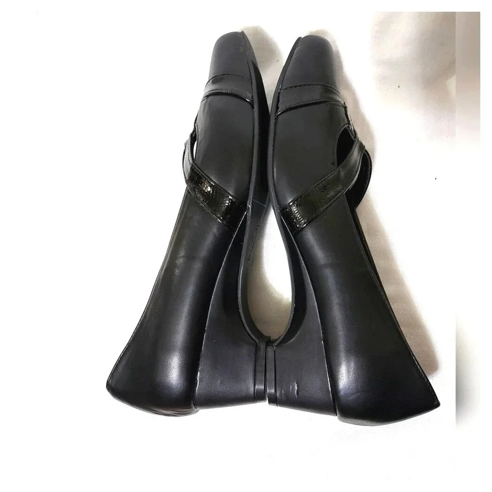 Beacon Comfort-Well Womens Black Elsa Low Block Heel Retro Career Shoes 10M NWOB